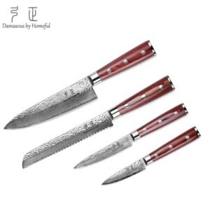 "Damascus Kitchen Knife Set" - Extremely sharp and luxurious design