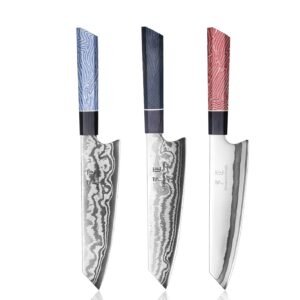 Damascus Three-Piece Knife Set - Hand-Forged, Exquisite Texture And Extreme Sharpness, Perfect Balance Of Design And Function
