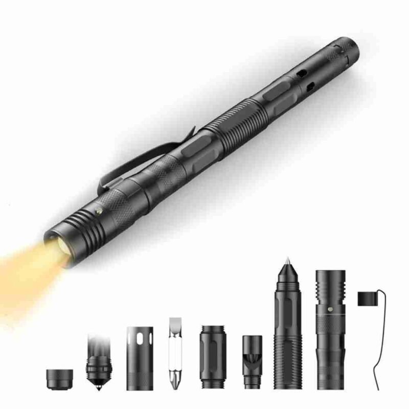 Multifunctional Tactical Pen Self Defense Women Defending Flashlight Aluminum Screwdriver Corkscrew Protect Survival Accessories 1