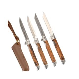 Damascus Mini Quick-Open Outdoor Folding Knife