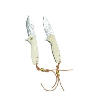Damascus Bone Handle Outdoor Utility Pocket Folding Knife