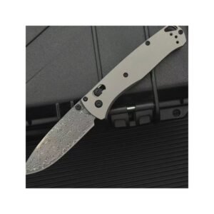 Damascus plain handle folding switchblade knife